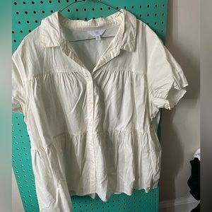White peplum button up